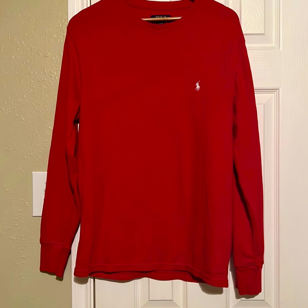 Men’s Red Polo Waffle Knit Thermal